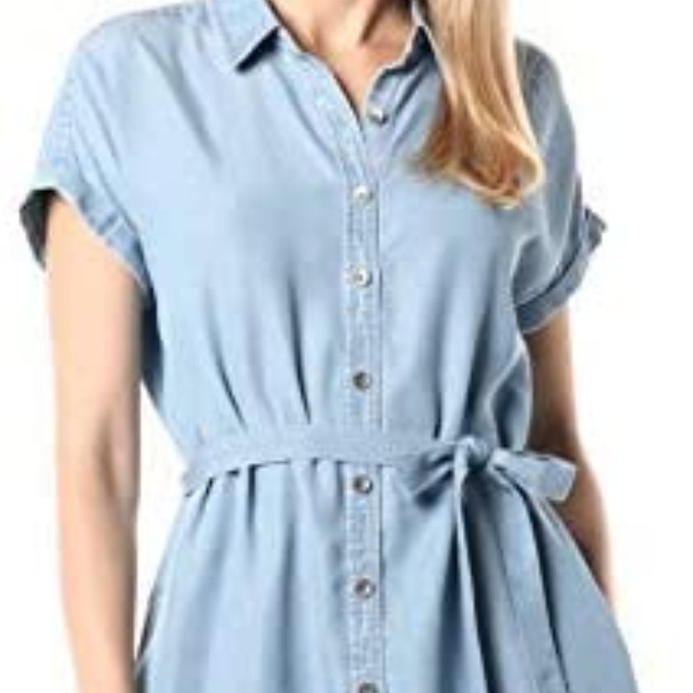Daily Ritual Women's Oversized Fit Tencel Short Sleeve Shirt Dress